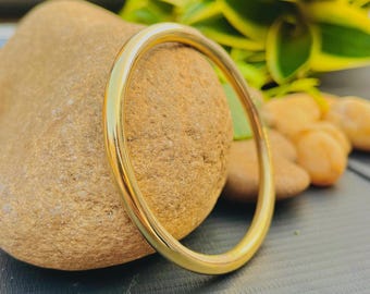 Thick Solid Brass Bangle: Minimalist Unisex Bracelet