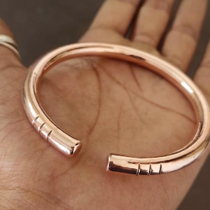 Thick Heavy Copper Bangle Bracelet: Adjustable Chunky Cuff Bracelets For Men Women, Indian Jewelry,