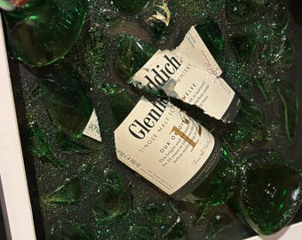 Broken Glenfiddich 12 bottle wall art