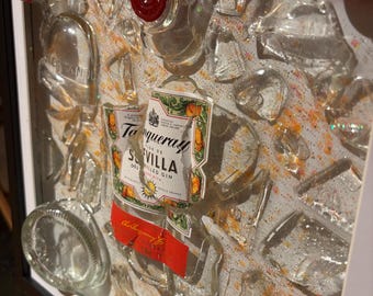 Kaputte Tanqueray Seville Gin Flasche Wandkunst