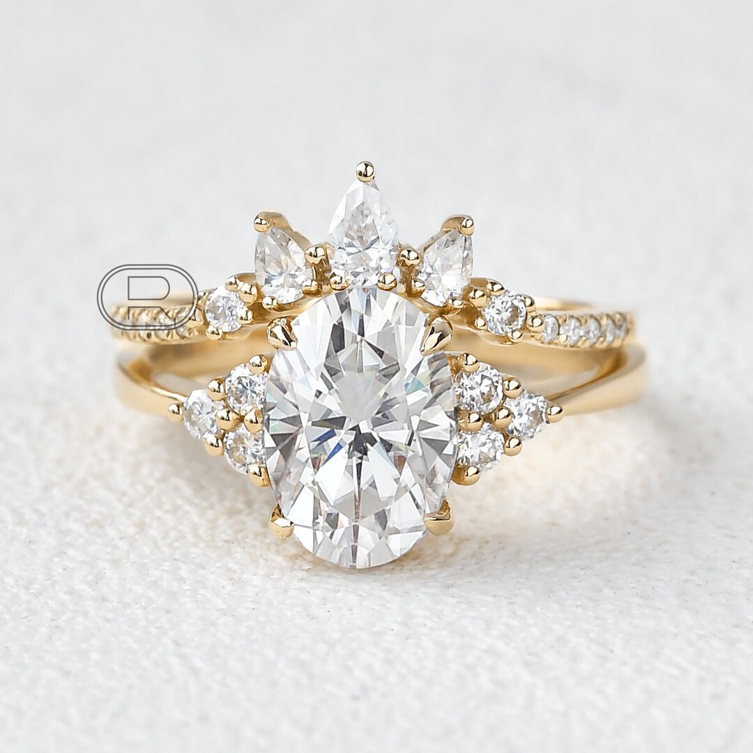 3 CT Oval Cut Moissanite Engagement Ring 14K Gold Moissanite Bridal ...