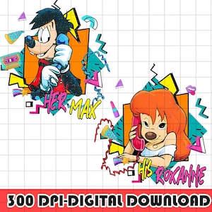 His And Her Png, Retro 90s His Roxanne And Her Max Png, A Goofy Movie, Couple Matching Png, Disneyland Valentines, Valentine Couple Png