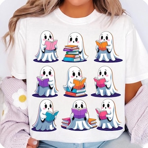 Funny Book Lover Halloween PNG, Cute Ghost Book Nerd, Ghost Halloween PNG, Ghost PNG, Teacher Png, Librarian Sublimation, Spooky Season Png
