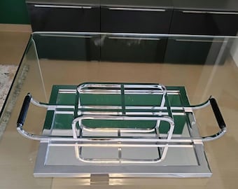 Suporte para 4 garrafas Art Déco / década de 1930 / design geométrico / porta-garrafas de vinho
