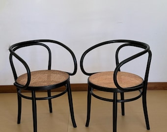 Sessel (1 von 2) aus gebogenem Holz und Wienerrohr von Sautto und Liberale / Neapel / Italien / 60er Jahre / Nach Thonet 209