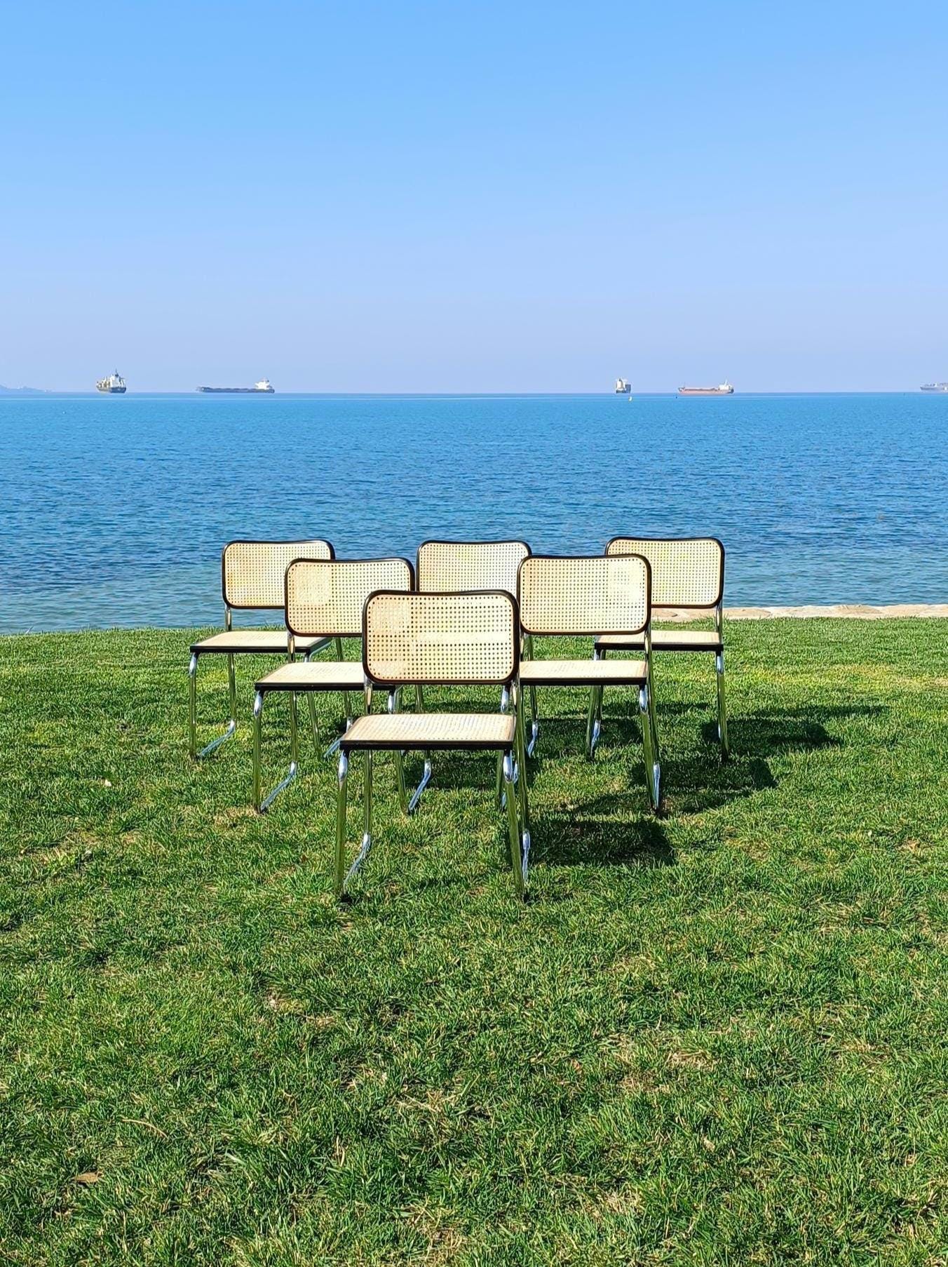 1 of 6 Cesca chairs / b 32 / Cesca style designed by Marcel Breuer in 1928 / cesca chair / rattan / dining room chairs / Italy / 1995