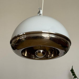 Mid century space age retro ceiling Lamp / metal Chrome/ Glass lamp / White lamp/ candlestick