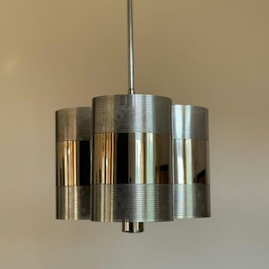 Chromed metal hanging vintage light / perforated Chrome / mid century / 60s-70s / space age/ modern