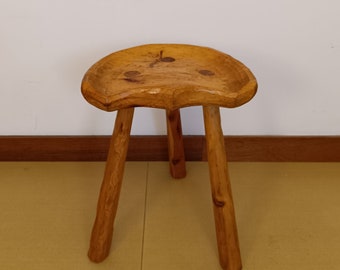 Primitive Wooden Stool / 1960s / rustic / brutalist