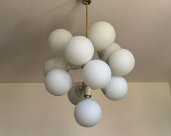 White Sputnik 13 arm chandelier Vintage Sputnik Light / Sputnik chandelier / Space Age Lamp / EMI Poljčane / Atomic Lamp / 1970s