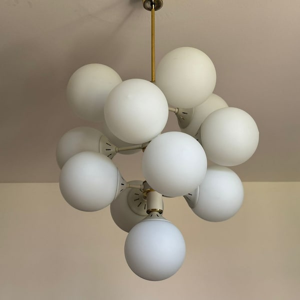 White Sputnik 13 arm chandelier Vintage Sputnik Light / Sputnik chandelier / Space Age Lamp / EMI Poljčane / Atomic Lamp / 1970s
