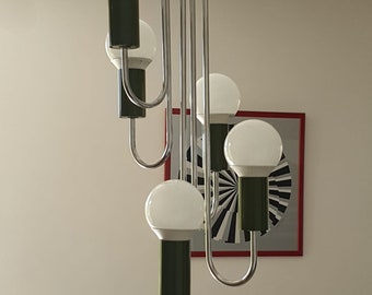 Five-light chandelier / attributed to Gaetano Sciolari/ in painted metal / 1960s / vintage candlestick / retro / 60s/ space age lamp / modern