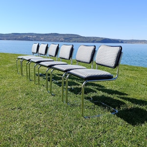 1 de 6 sillas B32 / llamadas Cesca / diseñadas por Marcel Breuer en 1928 / modernas / sillas de comedor / fabricadas en Italia en la década de 1980