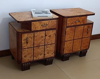 Art deco set of 2 Nightstands / mid Century bedsides / 40s-50s / Italy