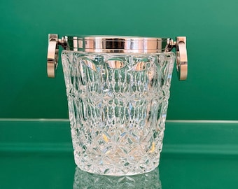 Eisbehälter aus Art-Deco-Kristall und versilbertem Metall von Alois Straszak für Le Crabe