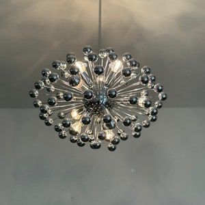 Mid-Century Italian chromed-plated Sputnik chandelier / 60s / space age / retro