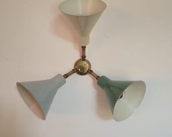 MID Century ceiling or Wall lamp /three-armed applique - ceiling lamp / Italy/ 1950s / rare