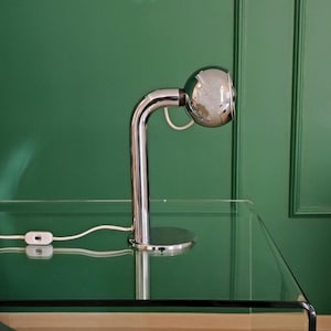 Table lamp T414 / Lights / Goffredo Reggiani / Italy / 1970s / chromed table lamp / space age / modern