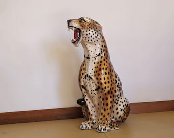 Modern ceramic Leopard / Italy 1970s / decorative figure / big size