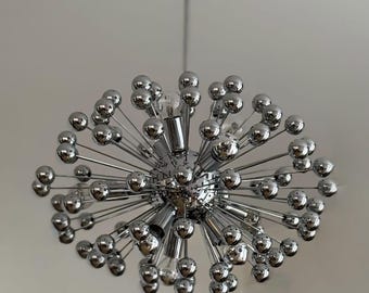 Mid-Century Italian chromed-plated Sputnik chandelier / 60s / space age / retro