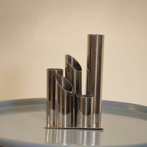 tubular mini vase in Joe Colombo style / Space age vase / chrome vase/ vintage / 70&#39;s / tubular vase /