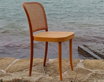 Josef Hofman design wooden Chair/ Vienna straw/ Czechoslovakia Drevounia/70s/ modern/