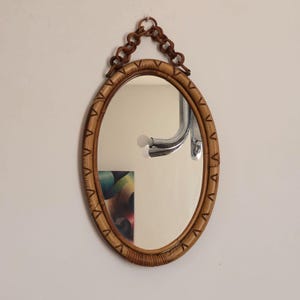 Vintage Italian rattan wall mirror / 1960&#39; / retro rattan Wall mirror
