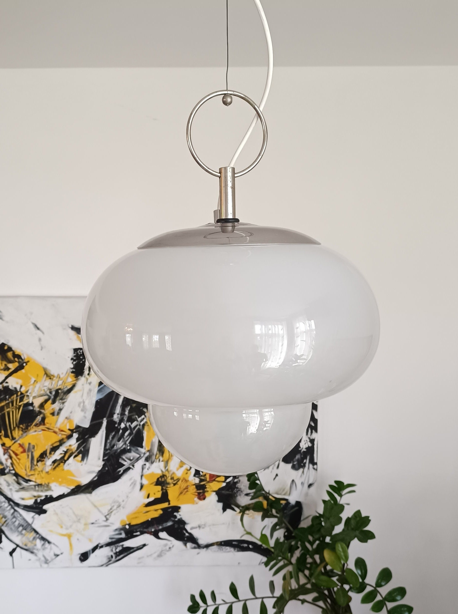 Mid century /60s-70s Murano Glass iridescent / ceiling Lamp /