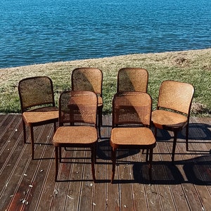 1 or 6 rare Mid-century dining chairs / model 811 / Thonet style / designed by Josef Hoffman / 60s /