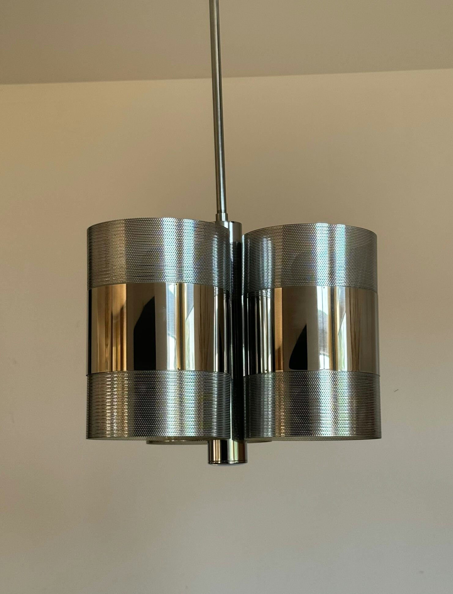 Enfilade vitrine vintage moderniste en bois et métal des années 60