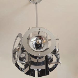 Rare modern Chrome candlestick / Space Age candlestick / 1970s / vintage ceiling lamp /