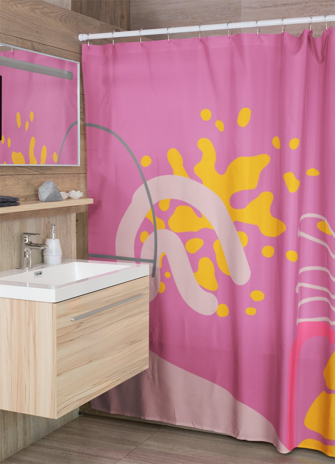 Hot Pink and Orange Shower Curtains/ Bath Curtains/ Bath Accessories - Etsy