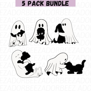 Сute Ghost Dogs SVG, Ghost Dogs PNG, Puppy SVG, Halloween Svg, Ghost Dog Designs for Cricut, Silhouette Svg, Instant Download, Ghost Svg