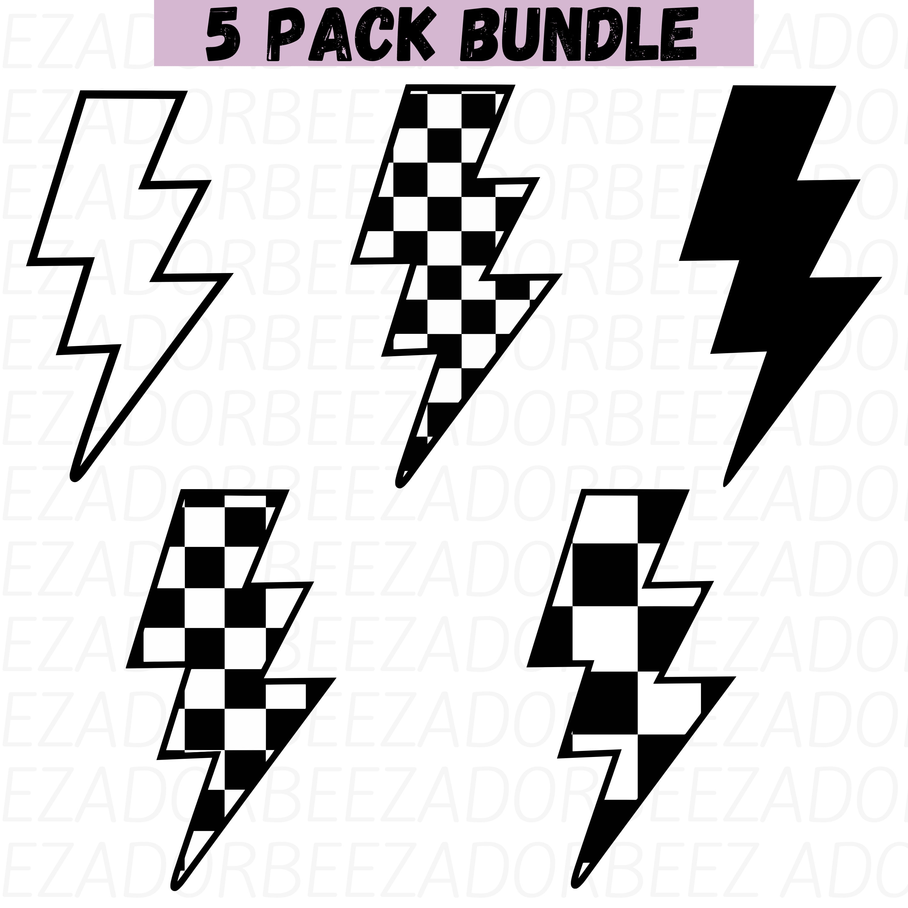Lightning Bolt Svg, Thunder Bolt Png Bundle, Checkered Thunder Svg Png ...