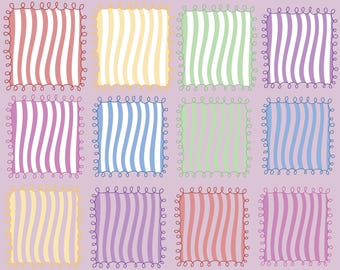 Wavy Striped Frame SVG Clipart: Hand-Drawn Borders (Digital Download)