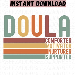 Doula svg, sublimation rétro doula png, chemise groovy, cadeau Doula, t-shirt cadeau Doula, sage-femme svg, svg travailleur naissance, cadeau chemise Doula.