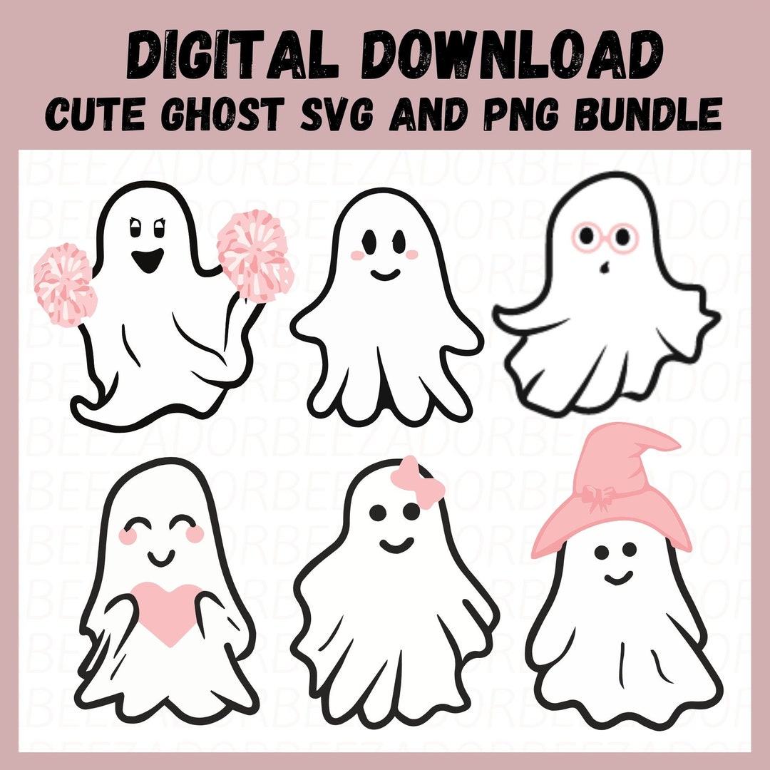 Cute Ghost Bundle Cheerleader Ghost Svg and Png Ghost Etsy