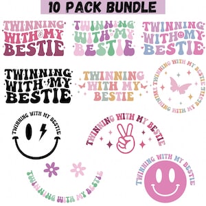 Offre groupée Jumelage avec mes meilleurs amis png svg, jumelage avec les modèles de chemises mes meilleurs amis, cadeau pour un ami, t-shirt double png assorti, t-shirts assortis.