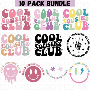 Pacote legal de primos clube svg png, camisa legal de primos, designs engraçados de camisetas de primos, clube infantil legal, primos legais ondulados retrô e ondulados svg png.