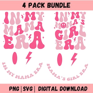 Retro gewellt in meiner Mama-Ära, Retro Mama's Mädchen Ära, Mama T-Shirt png, Mamas Mädchen T-Shirt png, Rosa Mutter und Tochter T-Shirt Sublimation png.