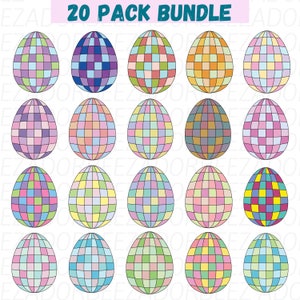 Huevo de Pascua de bola de discoteca SVG-PNG, paquete de huevos de Pascua a cuadros, huevos de Pascua SVG, paquete de bola de discoteca, clipart de bola de discoteca de Pascua, sublimación png.