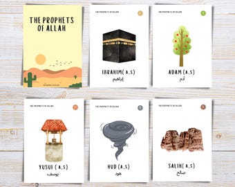 Muslim Prophets Flashcards, Islamic Kids Learning (Printable PDF)