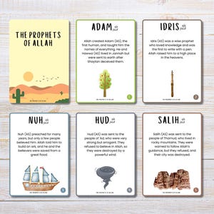 Prophets Print, 25 Prophets, Prophets Story, Printable Prophets, Kids Prophets Cards, Prophets Stories, Muslim Prophets, Quran Prophets Art
