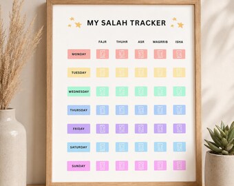 Salah Tracker Printable, Ramadan Gift, Islamic Education, Muslim Kids Print
