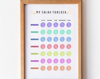 Kids Salah Tracker, Prayer Chart, Islamic Printable (Digital Download)