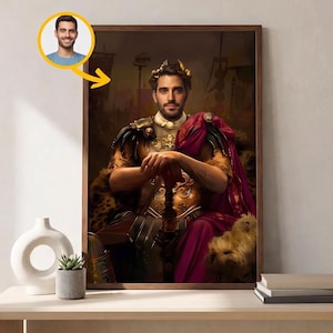 Custom Julius Caesar Portrait from Photo as a Powerful Roman Emperor - Personalized Ancient History Wall Art for Husband Birthday