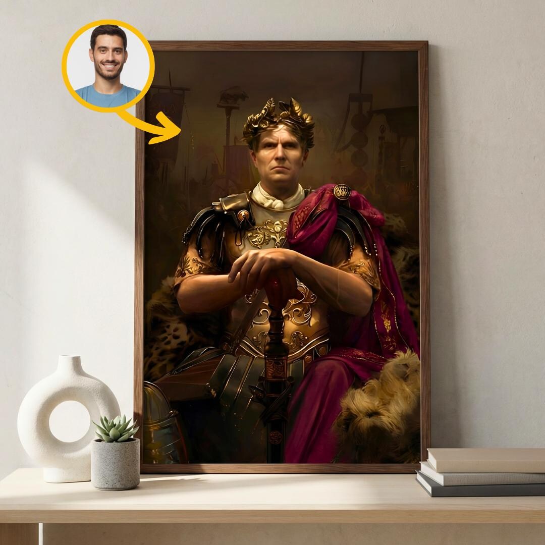 Custom Julius Caesar Portrait From Photo as a Powerful Roman Emperor ...
