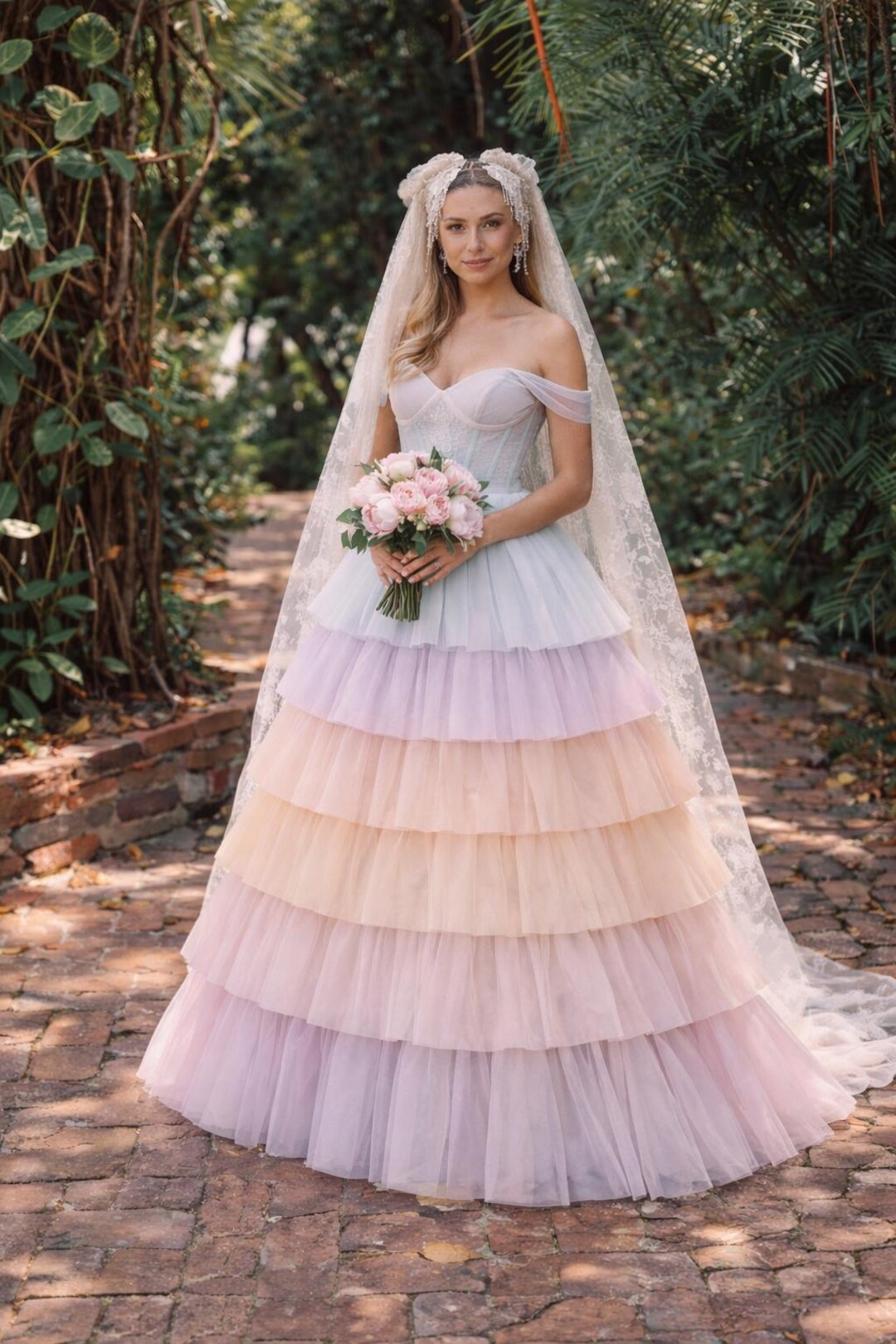 hutton rainbow tulle a-line wedding dress Willowby Hutton Wedding Gown in Size 6 is now on our website! Embrace all the shades of life with our illusion tulle Hutton. Circled with a velvet ribbon at the waist, it's