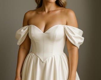Elegant Satin Off-Shoulder Wedding Gown