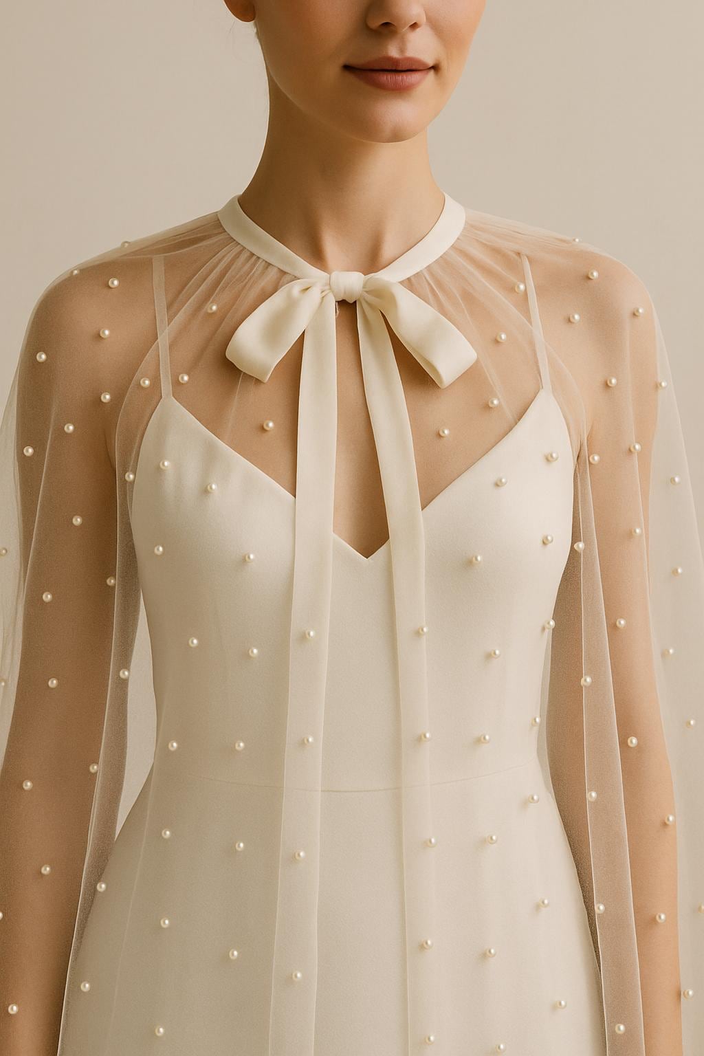 Pearl-Adorned Bridal Cape